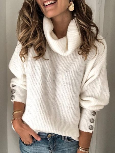 

women's sweaters z-zoux women sweater long sleeve turtleneck knitted all match bottoming pullovers loose autumn winter 2021, White;black