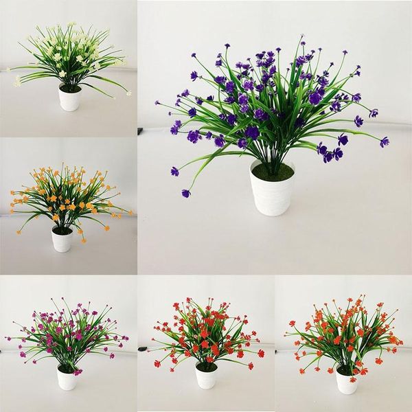 

decorative flowers & wreaths 8 bundles outdoor artificial fake uv resistant shrubs plants, faux plastic greenery for indoor outside hanging