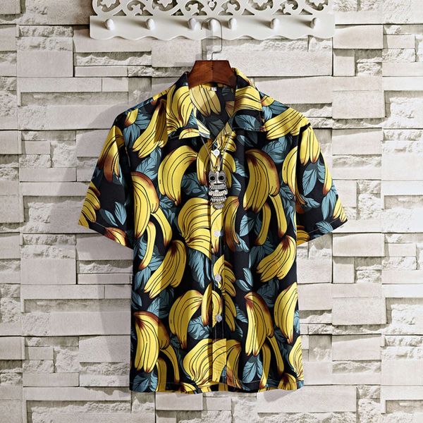 

new men's surf quick dry short sleeve floral coconut beach hawaiian loose print shirt, White;black