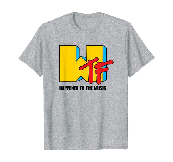 

wtf happened to music - funny t-shirt, White;black