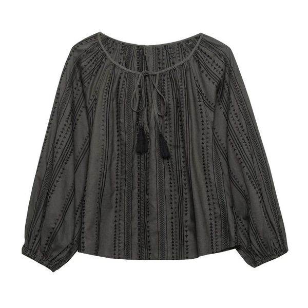 

women's blouses & shirts willshela women fashion solid cropped blouse vintage long sleeves o-neck female chic, White