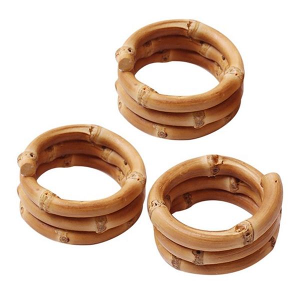 

napkin rings 12 pack home dinner table serviette buckles eye-catching round bamboo husk decoration for wedding