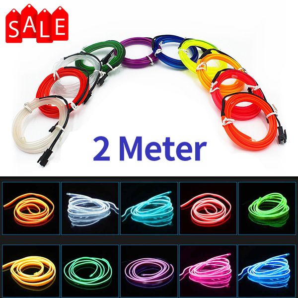 

2m car interior led lights strip flexible el wire neon decoration atmosphere light rv room with usb night lamp bar ambient strip