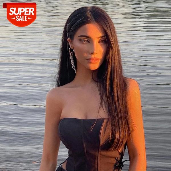 

off shoulder strapless lace up bustier corset crop for women black sleeveless vest cropped feminino #ky2e, White