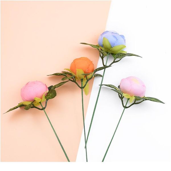 

3pcs silk roses tea buds flower wall christmas decorations for home wedding car diy gifts scrapbooking wreath artificial jllnto