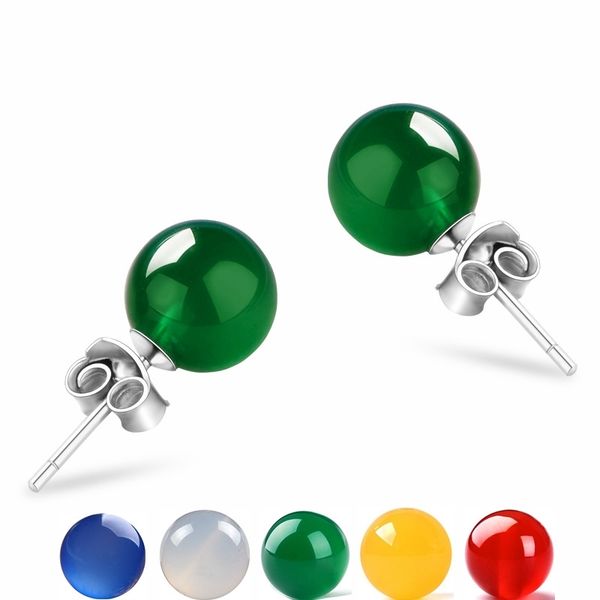 

s925 tremella decorated with natural green agate earrings, Black
