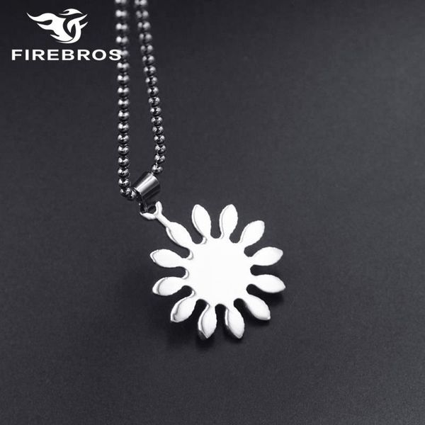 

firebros silver color titanium stainless steel sun flower pendant necklace women jewelry gift accessorries dropshipping
