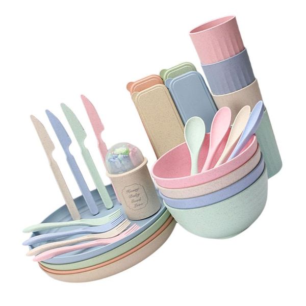 

dinnerware sets 4 of household serving bowl cup dish set wheat tableware