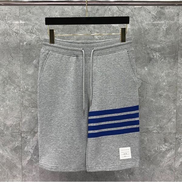 

men's shorts fashion 2021 brand casual men women summer cotton sports trousers blue striped knee length, White;black