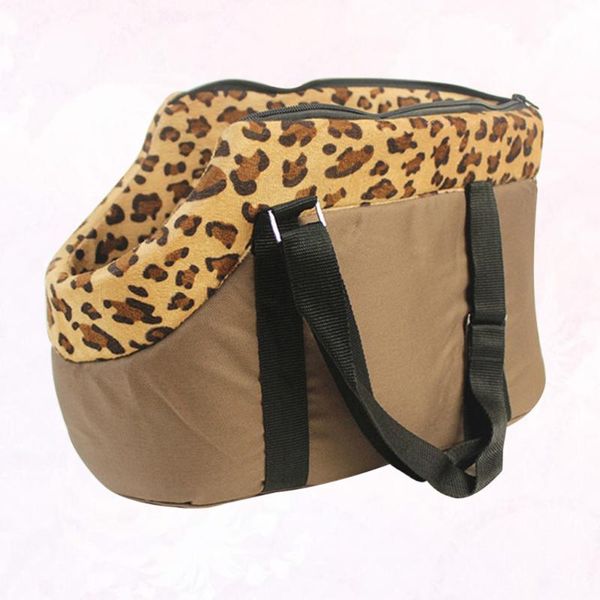 

portable leopard pet dog puppy cat travel outdoor carrier carry bag handbag - size (coffee)