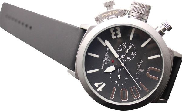 

classic men's sports 50mm big boat silver black rubber classic round automatic mechanical self wind left hook hand u watch, Slivery;brown