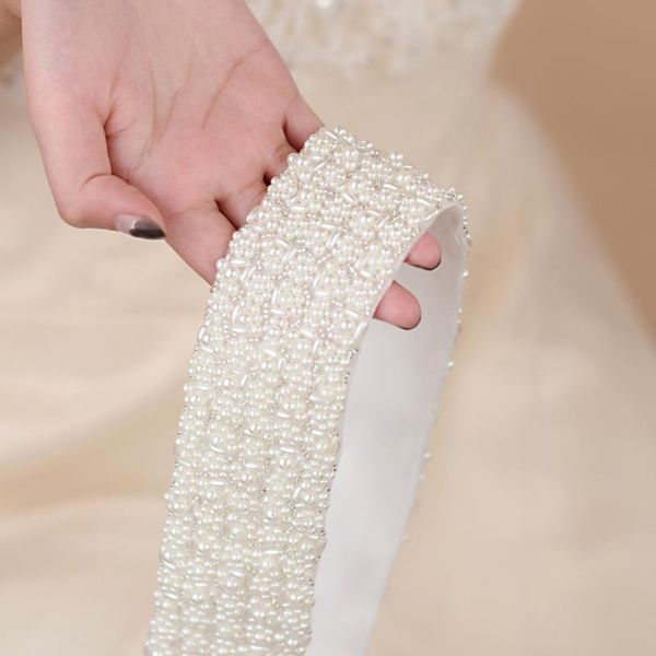 

wedding sashes trixy s20 gorgeous pearls beaded belts luxuries women's belt dress bridal accessories, White