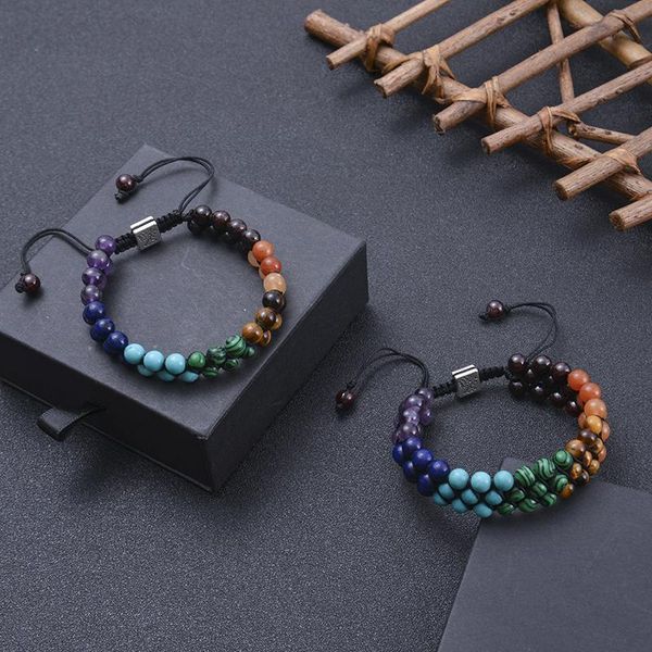 

beaded, strands 7 chakra bracelets natural healing crystal stones bracelet yoga meditation relax anxiety for womens mens jewelry, Black