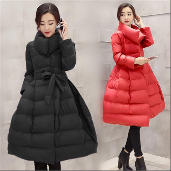 

2021 new womens coat winter down jackets women black long coat silm warm parkas outerwear womens clothing x979