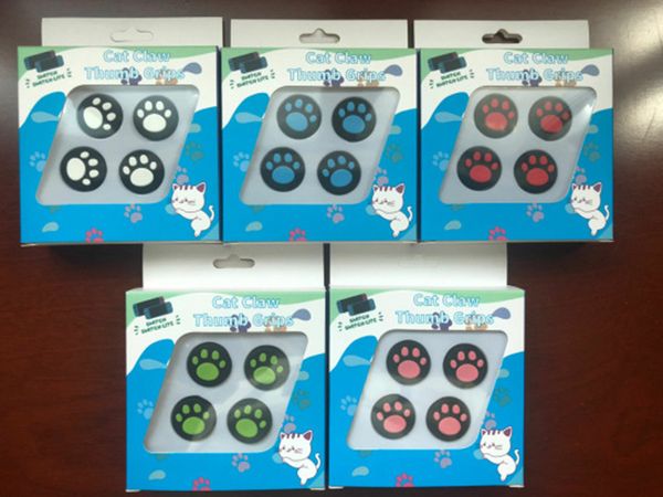 Atacado Substituição Silicone Gato Claw Caps Controller Grip Thumbstick Botões Cobertura Shell para Nintend Switch com caixa de pacote