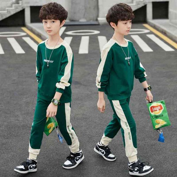 

children's spring and 2021 new children's autumn sweater korean boys' clothing two-piece set, Black;white