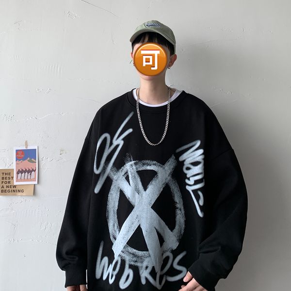 

new autumn spring 2021 hoodies sweatshirt for men's black loose hip hop punk streetwear casual fashion clothes oversize 5xl chlu