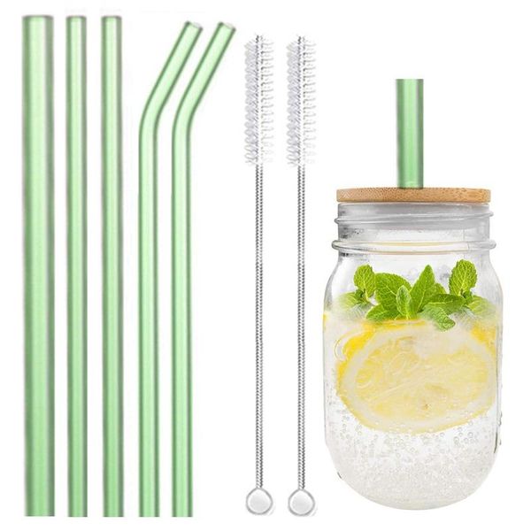 

drinking straws colorful reusable glass wide straw boba fat smoothie bubble tea milkshakes with 2 cleaning brush