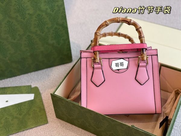 

21 new star same g diana bamboo portable mini tote bag single shoulder messenger cowhide women's bag