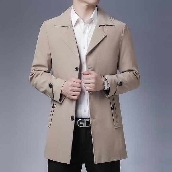 

plus size 5xl 6xl black khaki men's long jacket spring men's business casual single breasted solid mens trench coat 211011, Tan;black