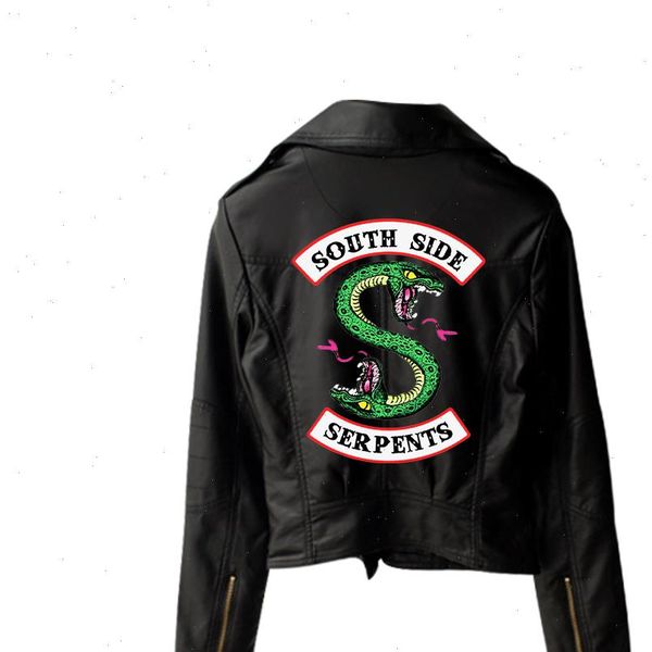 

women riverdale serpent jakcets women streetwear leather jacket trend 2021 new riverdale printed southside serpents jackets, Black;brown