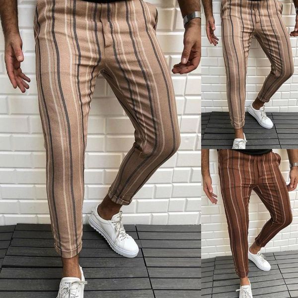 

men's suits & blazers autumn europe and the united states exclusively for style of striped print casual pants, White;black
