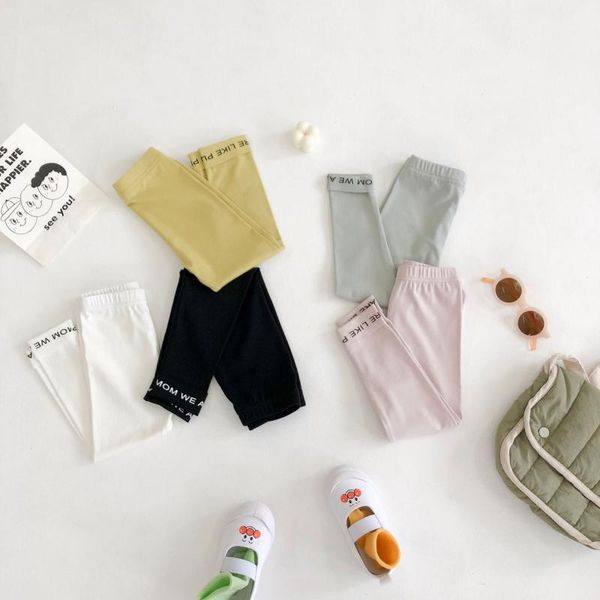 

girl leggings new kids spring cotton casual leggings children boys letter print trousers baby pencil pants clothing 2-6years, Blue