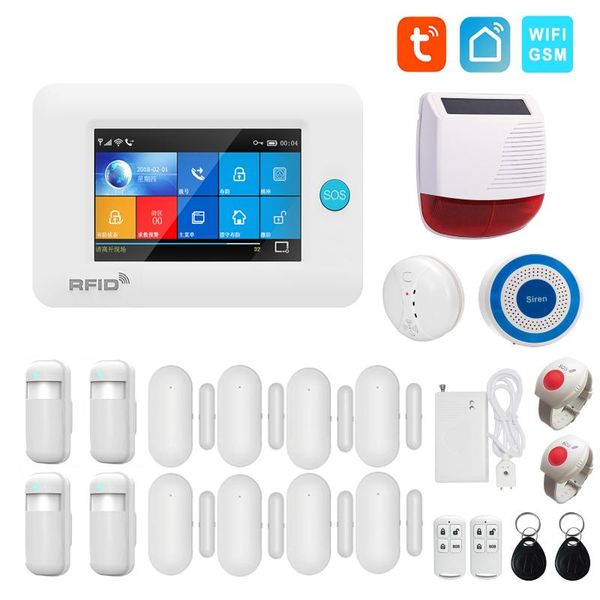 

alarm systems wifi gsm gprs tuya smartlife app remote control intelligent home burglar system 4.3 inch touch screen