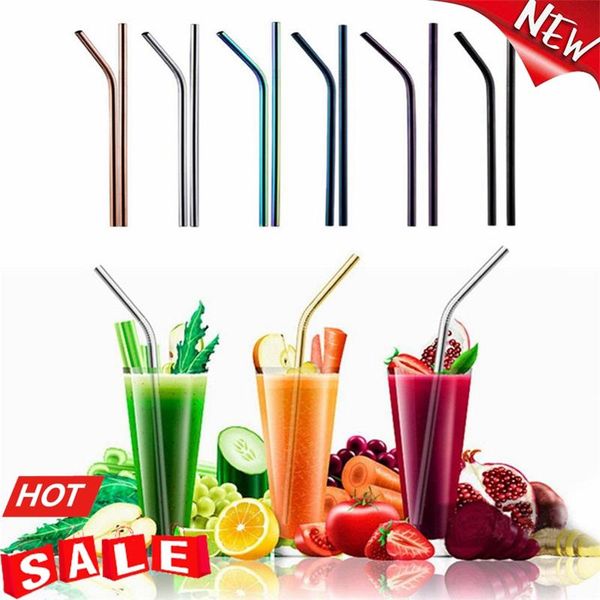 

drinking straws 3pcs/lots reusable straw 304 stainless steel metal and cleaner brush for mugs