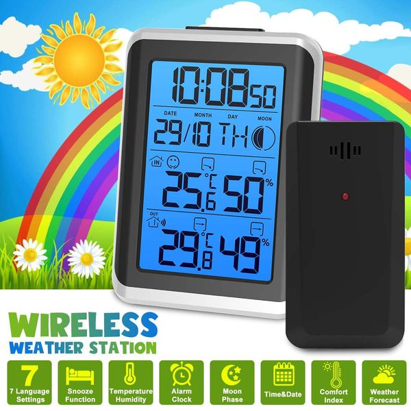

digoo weather station digital hygrometer thermometer meter wireless indoor outdoor forecast sensor lcd backlight alarm clock
