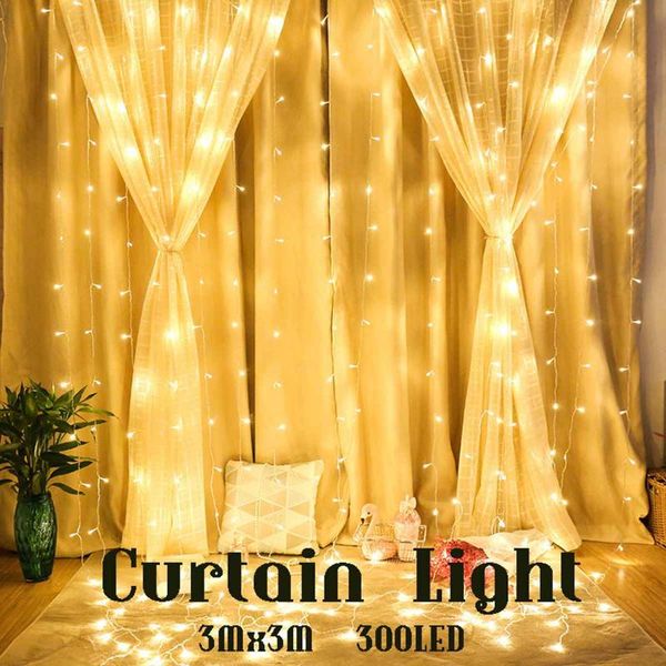 

strips 3x3m 300 led icicle string lights christmas fairy garland outdoor home for wedding/party/curtain/garden decoration