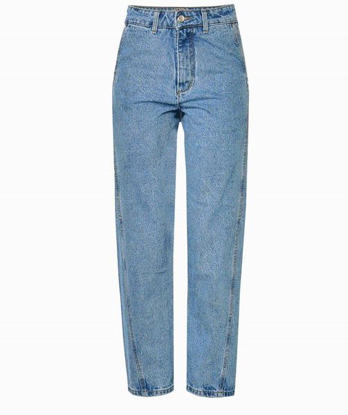 

women's jeans wide leg washed denim special cut stitching high waist casual loose trousers light blue women