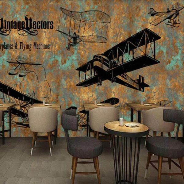 

wallpapers milofi custom large 3d wallpaper mural retro airplane bar coffee shop background wall decoration