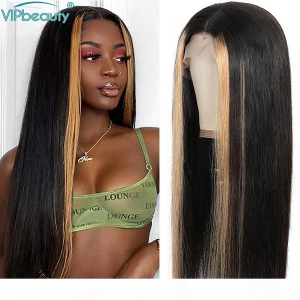 

1b 27 highlight wig human hair 13x4 lace front human hair wig pre plucked straight frontal for women 150% remy brazilian, Black;brown