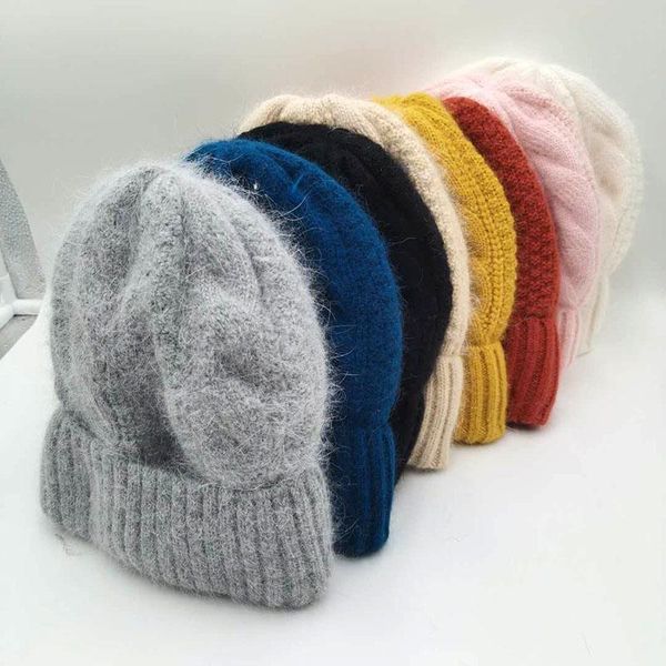 

beanie/skull caps women knitted winter hat female warm fluff beanie girl solid bonnet femme skullies beanies soft hats women's, Blue;gray