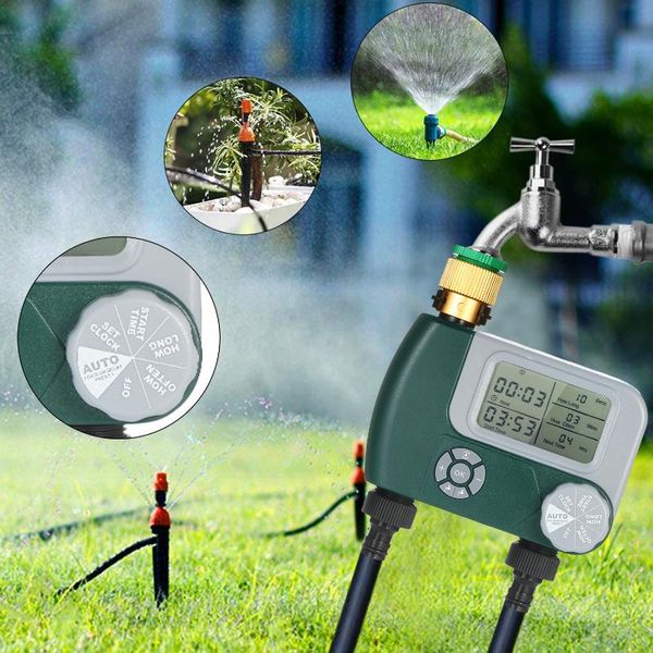 

programmable water timer automatic garden watering system irrigation controller with 2 outlet for garden plants watering timer