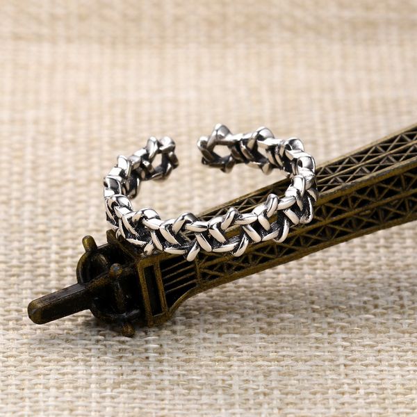 

indifference 925 sier ring fashion women's half open korean personality woven hollow ring, Silver