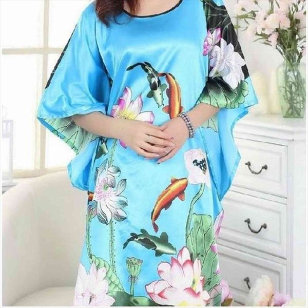 

arrival light blue silk womens sleepwears rayon nightwear summer lounge robe dress home wear kimono bath gown flower, Black;red