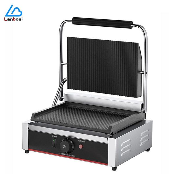 

commercial panini electric plate electric griddle enlarged single head full pit sandwich barbecue steak pressing machine