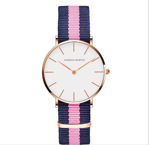 

36mm simple womens watches accurate quartz ladies watch comfortable leather strap or nylon band wristwatches a variety of colors c283i, Slivery;brown