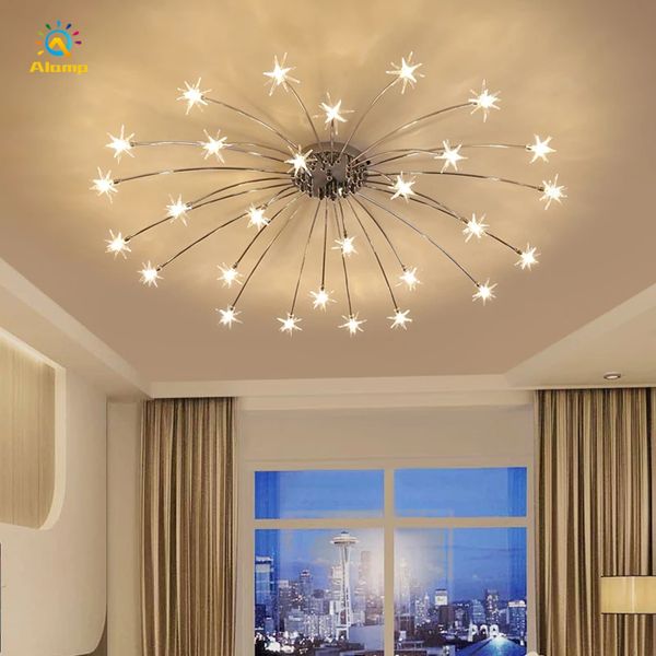 

nordic star chandelier light sliver gold shell ceiling lamps home living room decor pedant lighting lamp with g4 bulb