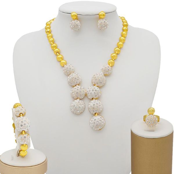 

earrings & necklace africa jewelry set gold color long rhinestone, Silver