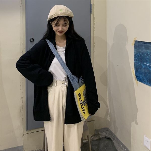 

2021 new womens casual autumn classic zipper up long sleeve solid outwear ladies hooded jacket coat pocket fr9d, Black;brown