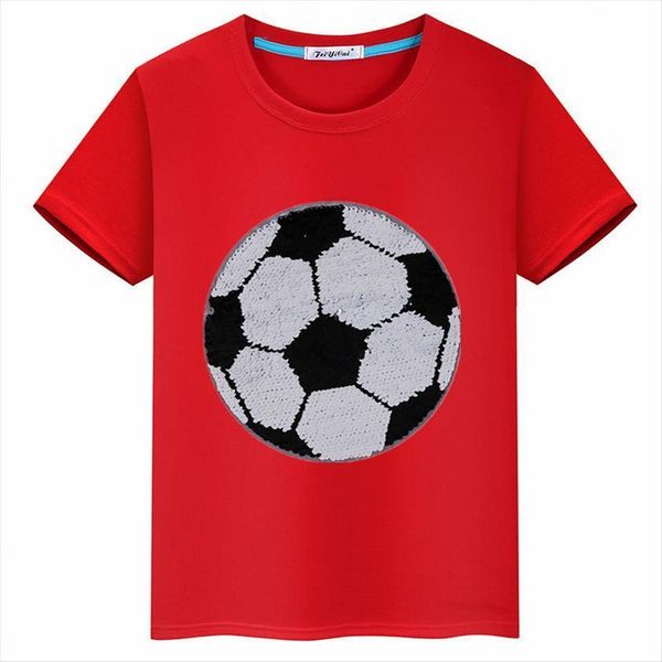 

explosion models sequins flip double sided football goal childrens clothing summer boy short sleeved t shirt, Blue