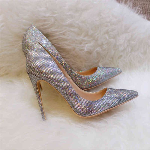 

fashion women shoes glitter sequined point toe thin heels high heels stilettos shoes for women 120mm, Black