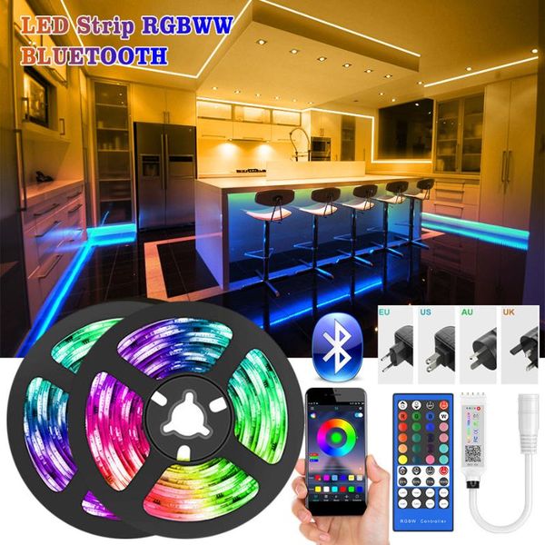 

5m-30m led strip light bluetooth rgbww smd led lights dc12v rgb tape diode ribbon flexible app phone control+adapter