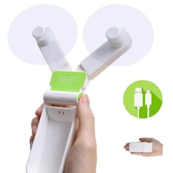 

electric fans pocket fan double head usb folding port leaf hand rechargeable portable silent small mini