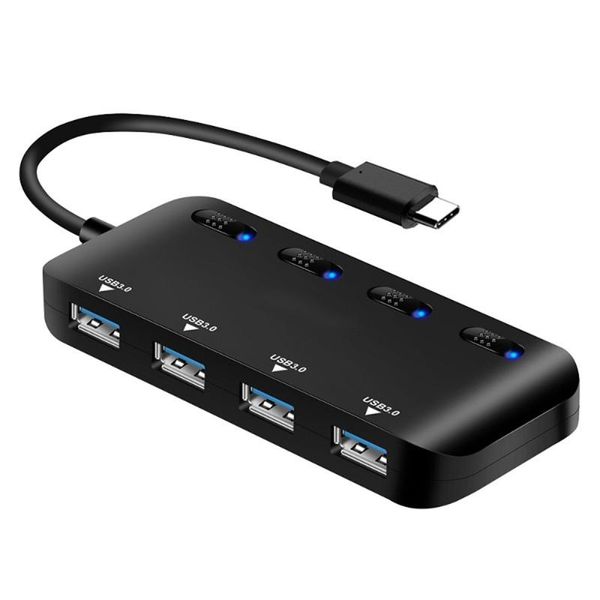

hubs usb 3.0 hub splitter - extender,4 port ultra slim data hub, c type to adapter