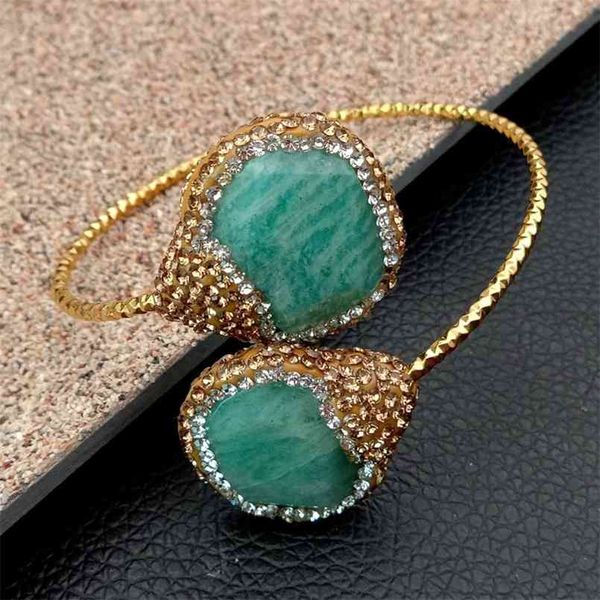 

natural green ite cubic zirconia mirco pave gold color plated bangle bracelet Â adjustable 210918, Black