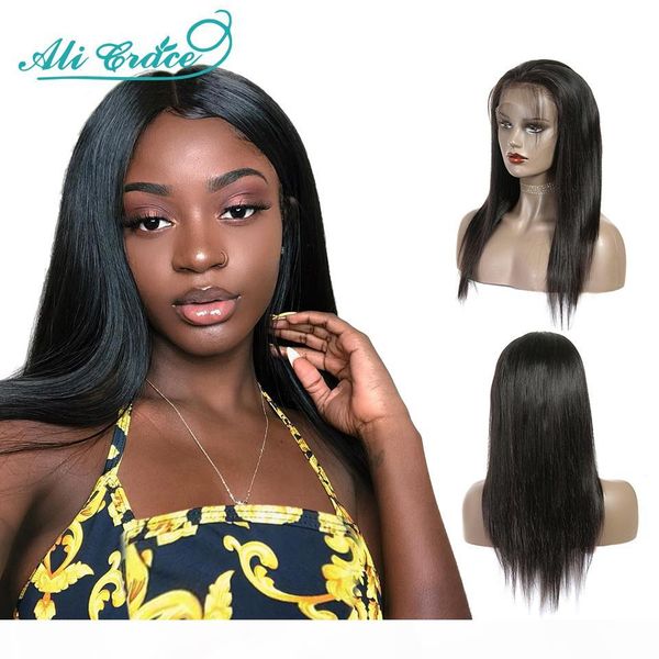 

ali grace malaysian straight human hair wigs 250 density lace front wigs with baby hair 100% remy hair 360 lace frontal wigs, Black